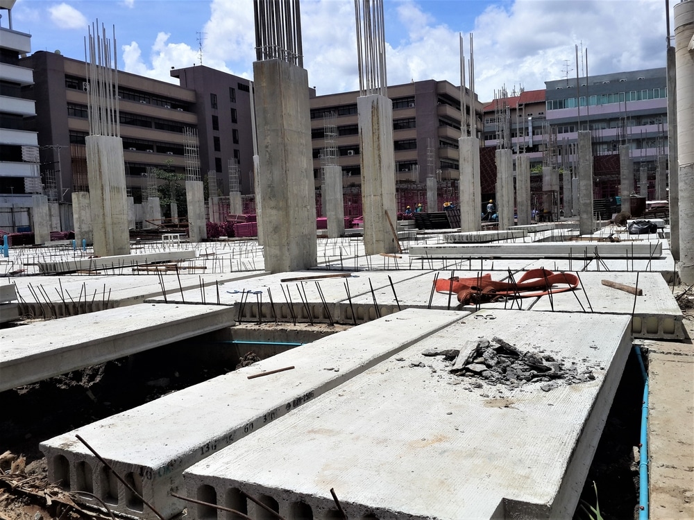 Concrete slab for multi-level commercial building